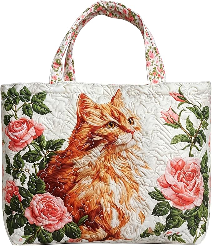 Women's Quilted Tote Bag – Lightweight Large Capacity Foldable for Travel | 20.87" L x 15.75" H - Image 6