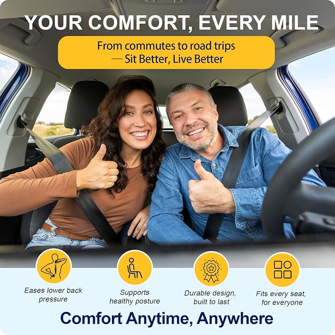 kingphenix Memory Foam Car Seat Cushion for Driving Comfort and Office Use | Coccyx & Lower Back Pressure Relief, Non-Slip 4D Mesh Seat Cushion for Cars, Trucks, SUVs, Long Drives & Office Chairs, Black - Image 8