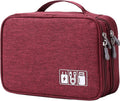 mygreen Electronic Accessories Organizer Bag, Waterproof Double Layer Travel Storage Case with Adjustable Padded Dividers, Portable Hard Pouch for Cables, Charger, Power Bank, Phone, Hard Drive Red by mygreen