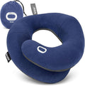 BCOZZY Travel Neck Pillow for Airplane – Patented Double Support for Head, Neck, and Chin. Best for Long Flights, Plane Sleeping, and Car Rides. Adjustable Size. Fully Washable. Carry Bag. Large, Navy by BCOZZY