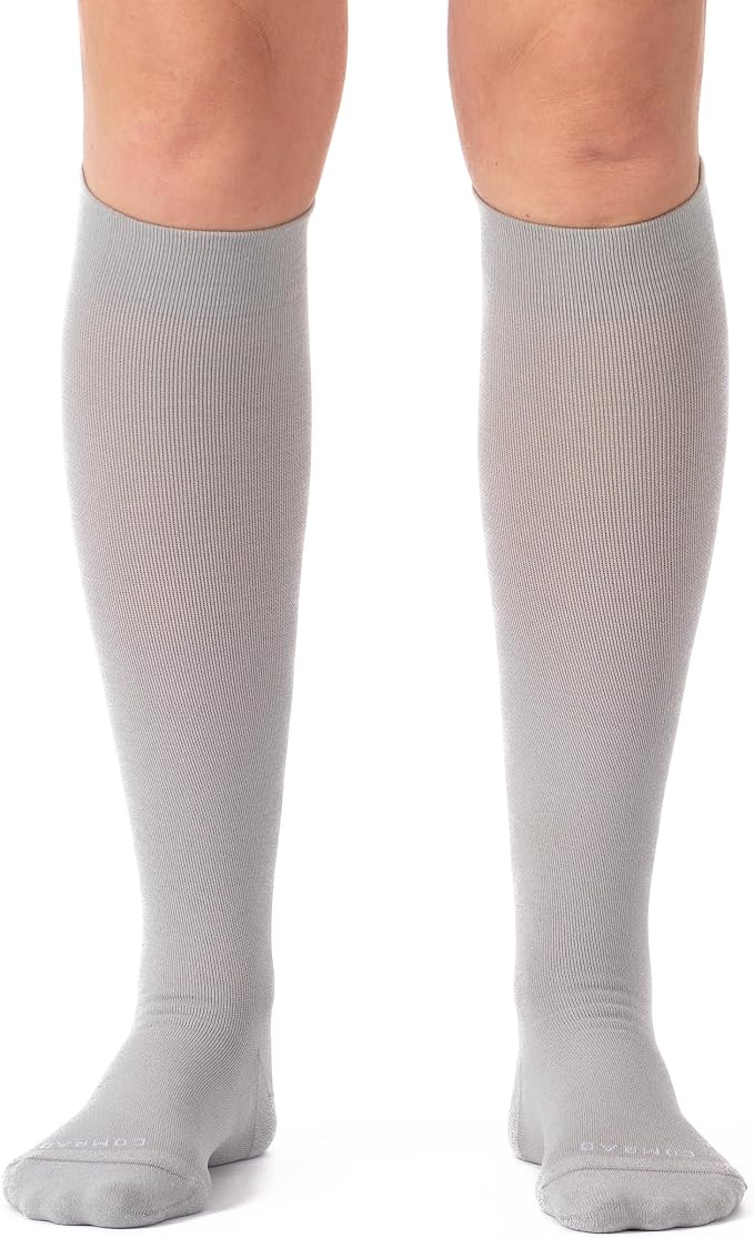 Nylon Knee High Socks - 15-20mmHg Graduated Compression Socks - Soft & Breathable Support Unisex Socks by Comrad