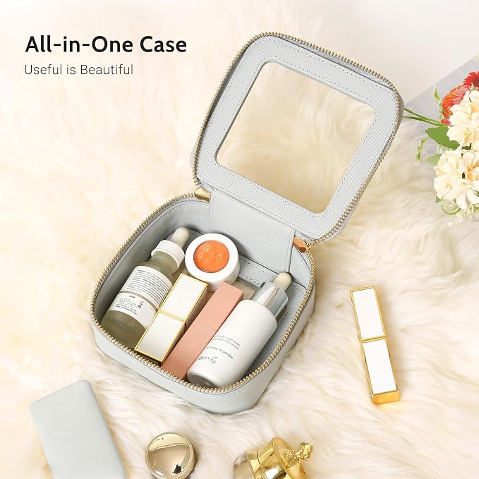 Aveniee Mini Clear Makeup Bag, Small Cosmetic Bags Travel Toiletry Pouch Organizer, TSA Approved Make up Case with Zipper, Car Bag for Essentials,Blue - Image 2