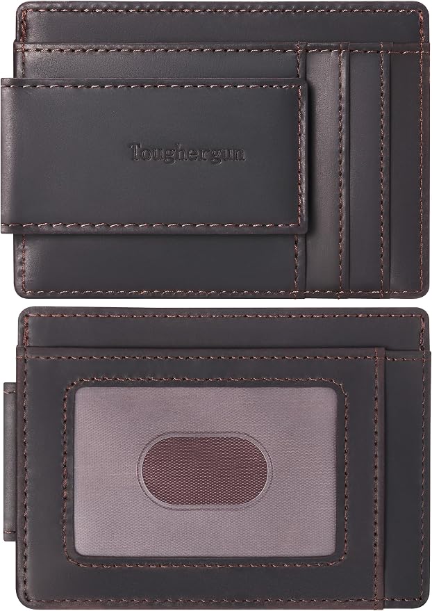 Toughergun Slim Wallet for Men RFID Blocking Money Clip, Minimalist Front Pocket Credit Card Holder, Magnetic Thin Mens Wallets with ID Window by Toughergun