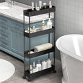 Slim Storage Cart 4 Tier,Bathroom Organizer Rolling Utility,Mobile Shelving Unit Slide Out for Office, Kitchen, Laundry Room & Narrow Places,Black by Home