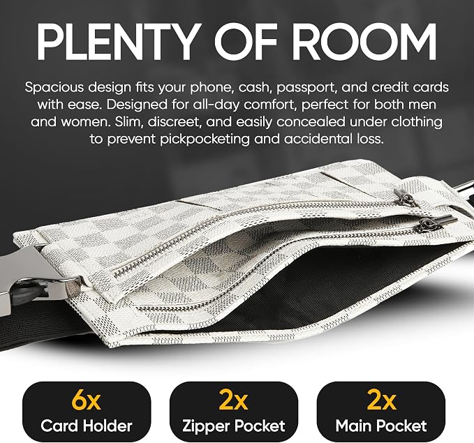 Luxury Travel Wallet – Hidden Money Belt, RFID-Blocking, Anti-Theft Passport Holder for Men & Women (White) - Image 3