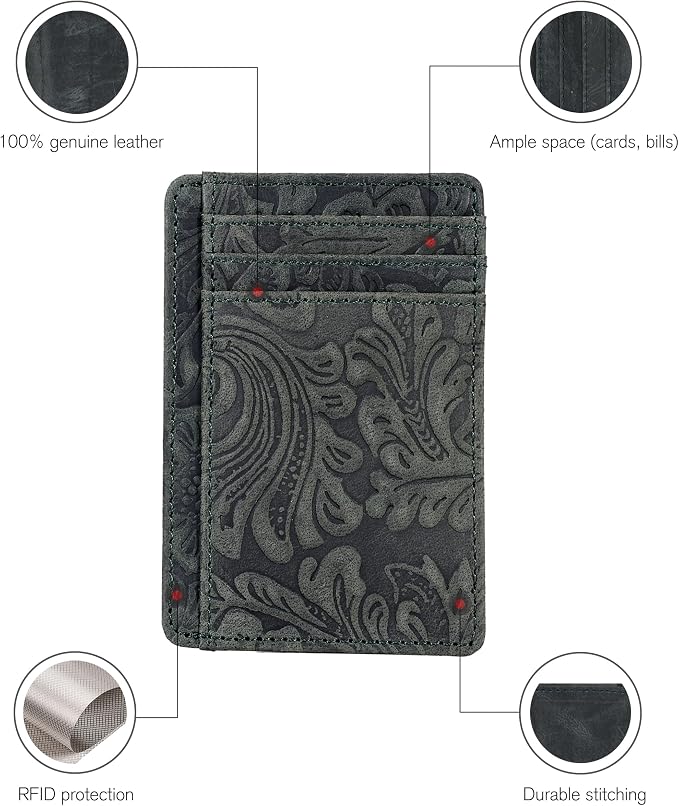 Leather RFID Blocking Slim Minimalist Wallet Front Pocket Card Holder - Image 3