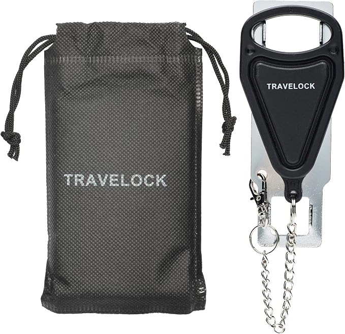 Portable Door Lock for Women & Travel Safety - Heavy Duty Portable Lock Perfect for AirBnb's, Hotels, Apartments, Hostels, Dormitories (Black, Double Hole) by Unknown