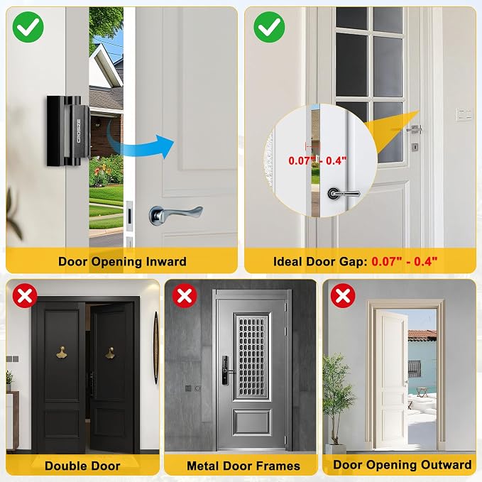 2 Pack Home Security Door Lock, Reinforcement Lock for Kids Safety, Black | Withstands 1000 lbs of Impact, Door Lock for Front Door, Defender Door Locks Latch, Inside Door Lock, For Door Security - Image 3