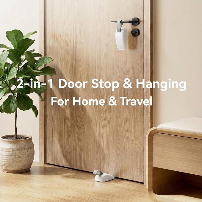 Door Stop Alarm 2-in-1, 120dB Under Door Stopper & Hanging Security Device, Adjustable Sensitivity Anti Slip Floor Wedge, Portable Security Wedge for Home Travel Hotel Living Alone, White - Image 7