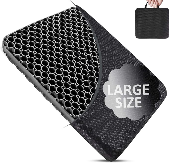 Seat Cushion, Gel Seat Cushion for Long Sitting– Back, Sciatica, Tailbone Pain Relief Pad, 19in Seat Pad for Car, Office Chair, Wheelchair, Soft Support for Long Trips | Tailbone Pain Relief Pad, 19in Seat Pad for Car, Office Chair, Wheelchair, Soft Su... by AirllantryHome
