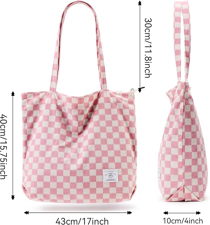KALIDI Women Corduroy Tote Bag Zipper Casual Tote's Handbag Big Capacity Shoulder Bag with Pockets - Image 4