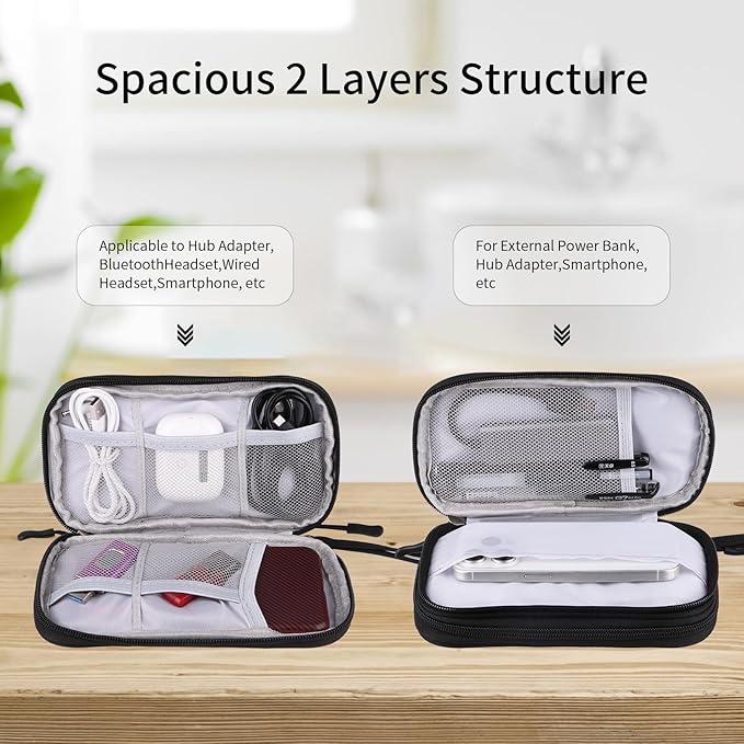 Travel Cable Organizer - Electronics Accessories Bag-Black - Image 2