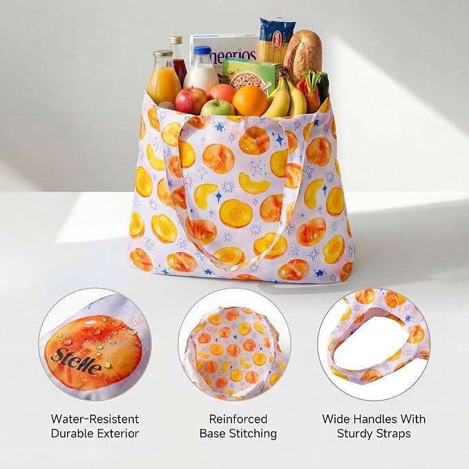 Stelle Lightweight Reusable Grocery Bag with Handles Ripstop Nylon Foldable Tote Shopping Bags for Travel and Groceries - Image 4