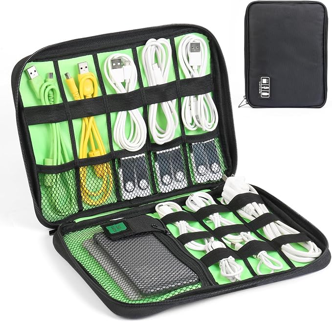 Electronics Organizer Travel Case, Cable Organizer Bag, Portable Cord Organizer Travel, Travel Case for Chargers and Cords, Tech Bag, Flying Trip Essentials for Cable Storage/Tech Storage by Luxtude