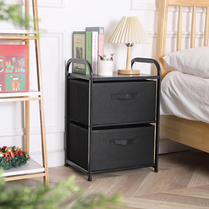 MAX Houser Dresser for Bedroom with 2 Drawers, Wide Chest of Drawers, Fabric Dresser, Storage Organizer Unit with Fabric Bins for Closet, Living Room, Hallway, Nursery,Black | Wide Chest of Drawers, Fabric Dresser, Storage Organizer Unit with Fabric Bi... - Image 2