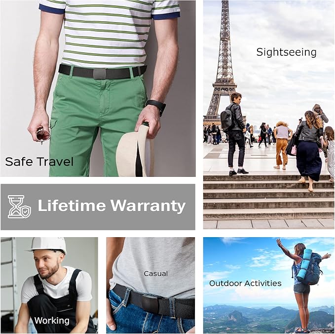 Money Belt for Men Travel Security Belt with Hidden Money Compartment Pocket, Cashsafe Anti-Theft Wallet Non-Metal Buckle - Image 6