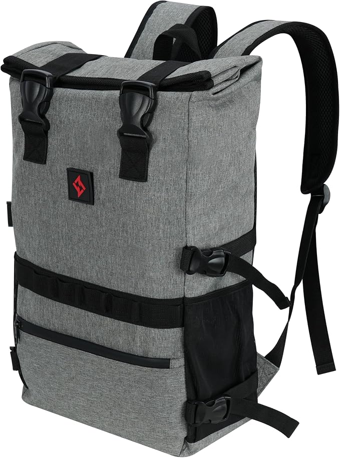 zazzy Smell Proof Bag with Combination Lock, Weather Resistant Lockable Smell Proof Backpack, Expandable Backpack Grey - Image 2