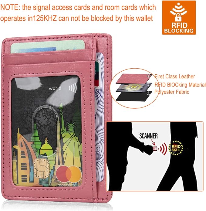 GH GOLD HORSE Slim RFID Blocking Card Holder Minimalist Leather Front Pocket Wallet for Women | Slim - Image 5