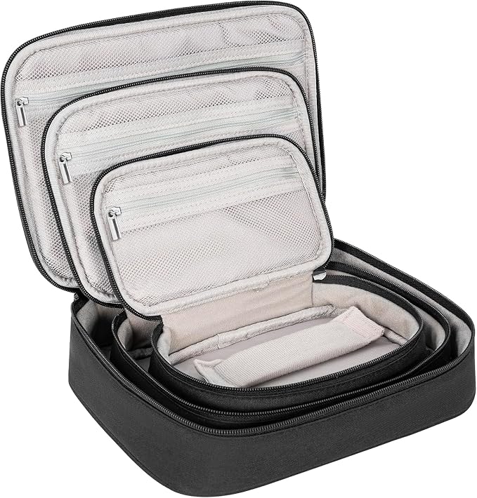 AKOZLIN Cable Organizer Bag, Padded Electronic Organizer Travel Case | Double Layer Cord Organizer Case 3pcs/set, DJ Cable File Accessories Bag with Adjustable Divider, Black - Image 7