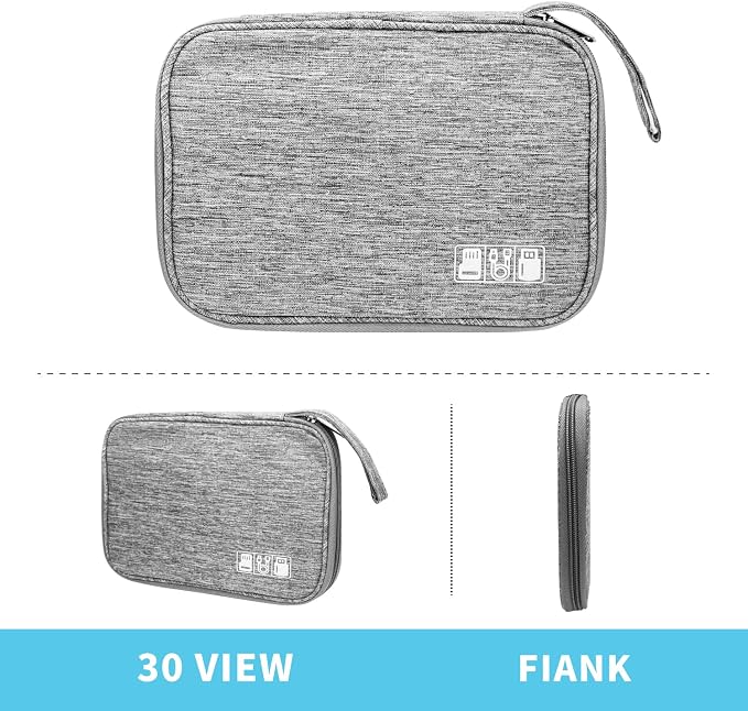 Lcsmaokin Electronics Organizer Travel Case,Electronic Accessories Storage Bag,Portable Waterproof Cable Organizer Bag,Travel Cord Organizer Bag for Small Charging Cord Storage,Cables,SD Card (Grey) - Image 6