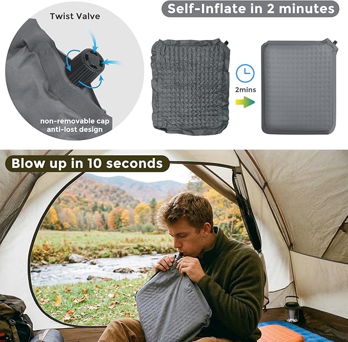 Inflatable Airplane Seat Cushion for Long Sitting Travel & Stadium | 2" memory foam core, portable & foldable, firmness adjustable, outdoor camping hiking & bleacher sit pad, flying accessories - Image 5