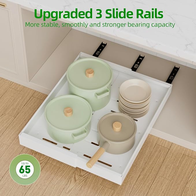 PAKETA 4 Pack Expandable Pull Out Cabinet Organizer,21" Deep | Pull Out Drawers for Cabinets with width from 9" to 14",Sliding Drawers for Cabinets with Upgrade 3 Slide Rails,hold 65 lbs - Image 7
