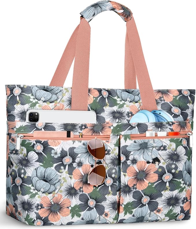 HUANLANG Large Beach Bags for Women Pool Bag with Zipper, Waterproof Sandproof Beach Tote Travel Bag with Wet Pocket by HUANLANG