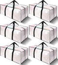 6 Pack Heavy Duty Extra Large Moving Bags W/Backpack Straps - Strong Handles & Zippers, Storage Totes For Space Saving, Fold Flat, Alternative to Box and Bin (40 gal, Semi-Transparent) by VELVETSURE