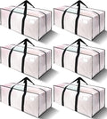 VELVETSURE 6 Pack Heavy Duty Large Moving Bags W/Backpack Straps - Strong Handles & Zippers, Storage Totes For Space Saving, Fold Flat, Alternative to Moving Box and Storage Bin, Semi-Transparent by VELVETSURE
