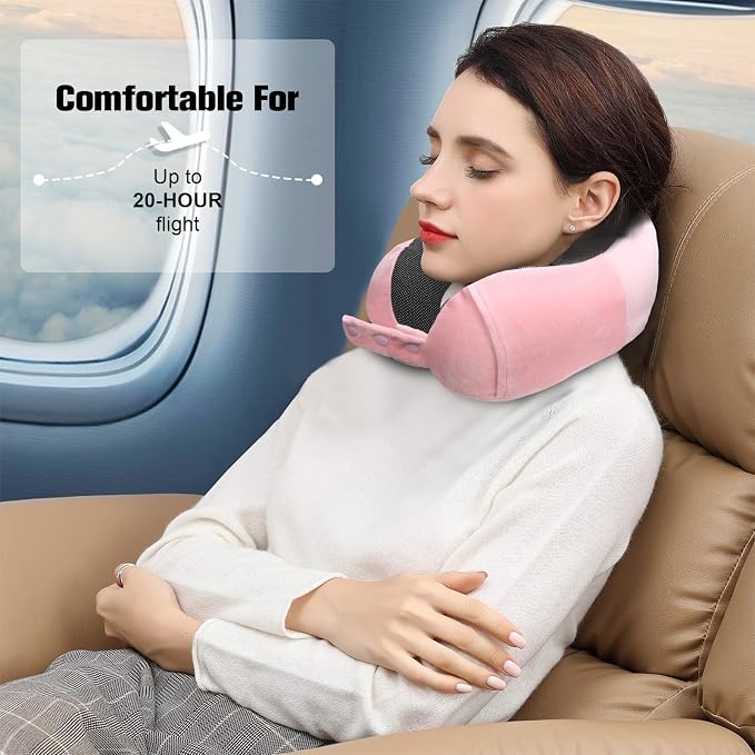 Cirorld Neck Pillow for Traveling, Travel Pillows for Airplanes,100% Pure Memory Foam Travel Neck Pillow, Adjustable Flight Pillow, Portable Plane Accessories with Eye Mask, Earplugs, Carry Bag - Image 7