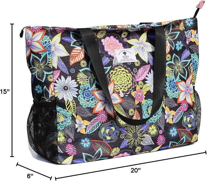 ESVAN LARGE BEACH BAG Water Resistant Lightweight 20 inch Women Oversize Tote Bag for Gym Beach Travel Pool Yoga Nurse - Image 8