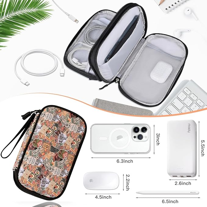 COSHAYSOO Electronics Travel Organizer Tech Bag Charging Cords Case USB Cable Charger Accessory Car Pouch, Practical Trip Gifts for Women Beach Vacation Airplane Cruise Traveling Essentials Scenery - Image 5