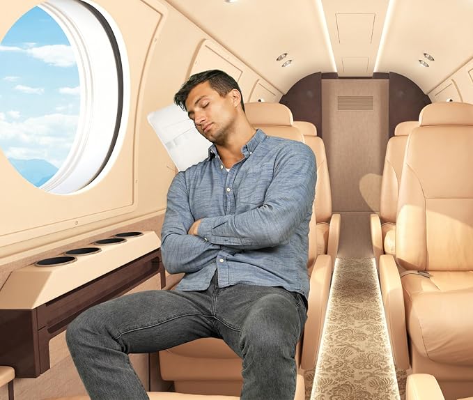 BlueHills Premium Soft Travel Blanket Pillow Combo Airplane - Ivory White | Travel Blanket Pillow Combo, Luggage Strap & Backpack Clip, Compact Portable Plane Accessories, Airplane Comfort, Soft & Cozy - Image 8