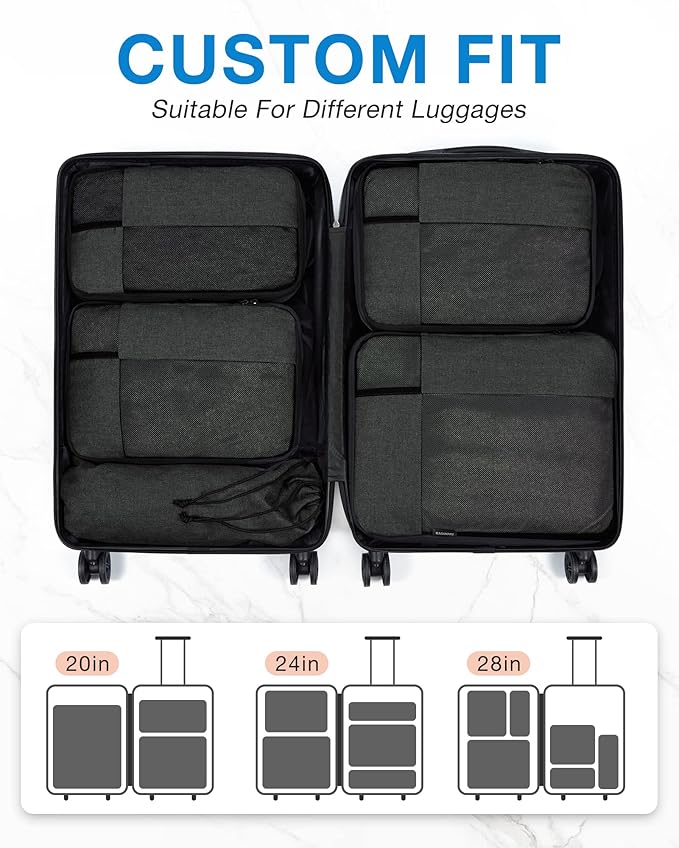BAGSMART Compression Packing Cubes for Travel, 6 Set | Fits 20/24/28in Carry-On Suitcases, Compressible Bags Streamline Cruise Travel Essentials, Sturdy Handles, Machine Washable - Image 3