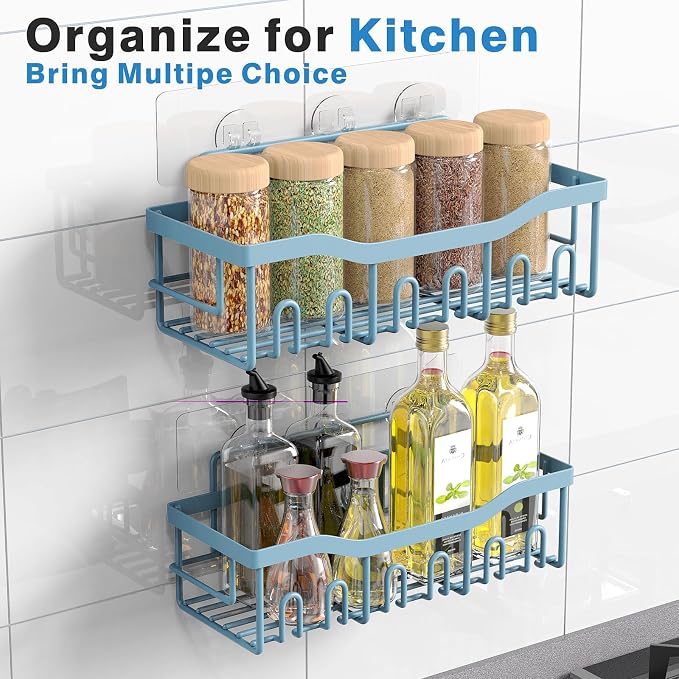 EUDELE Shower Caddy 2 Pack, Adhesive Shower Organizer for Home Decor & Kitchen Organizers, No Drilling, Rustproof Stainless Steel Bathroom Shelves - Image 6