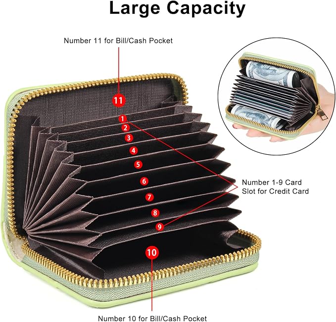 Credit Card Wallet, RFID Card Case Wallet, Zipper Card Cases Holder for Men Women, RFID Blocking, KeyChain Wallet, Compact Size Card Organizer Case for Women - Image 2