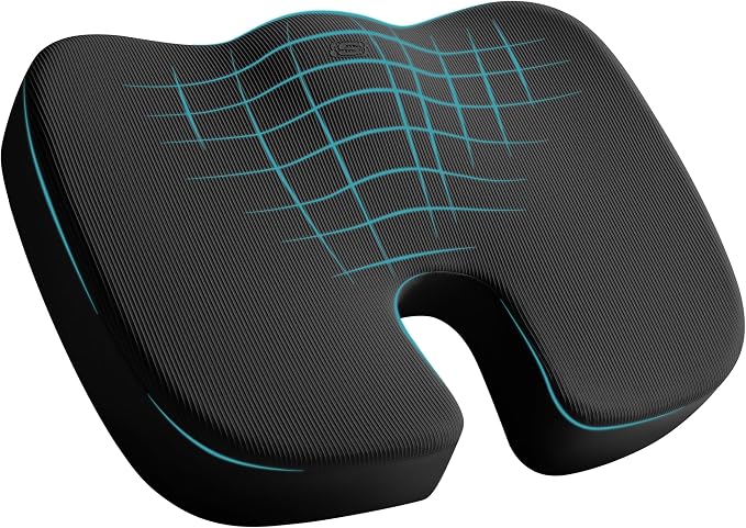 Skechers Memory Foam Seat Cushion,Office Chair Cushion for Tailbone Pain Relief,Butt Pillow for Office Chair,Car seat Cushion,Computer Desk,Long Sitting Office Workers,and Car Drivers,Black by Unknown