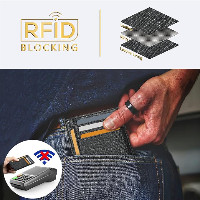 Travelambo Front Pocket Minimalist Leather Slim Wallet RFID Blocking Medium Size - Image 4