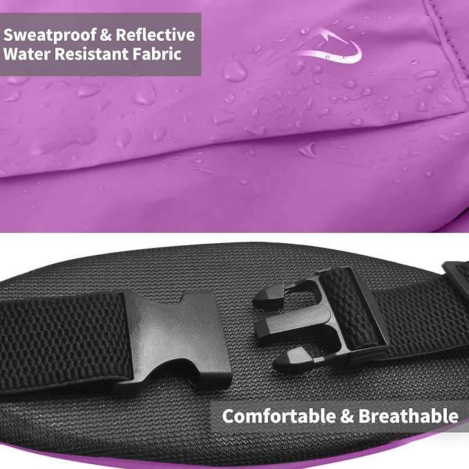 Running Fanny Pack Whole Bag Reflective, Running belt for Women &Men,Sweatproof Phone Holder Workout, Running Waist Pack (purple) - Image 5