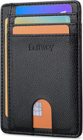 Buffway Slim Minimalist Front Pocket RFID Blocking Leather Wallets for Men and Women - Lichee Black by Buffway