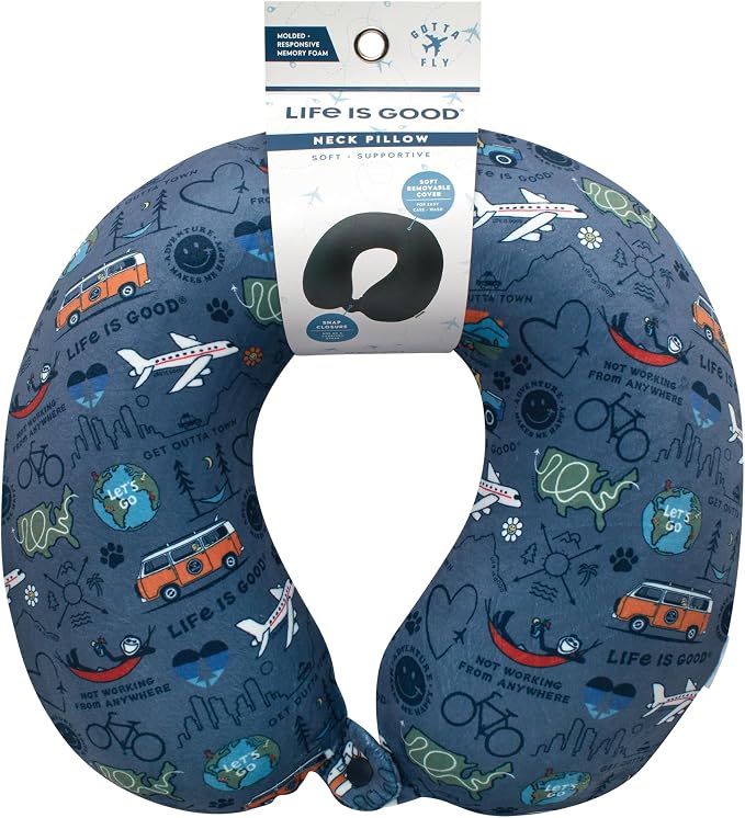 Life is Good Neck Pillow with Soft Memory | All-Over Print, U-Shaped, Cozy Cushioning Cradles Your Head and Spine for Long Trips - Image 7