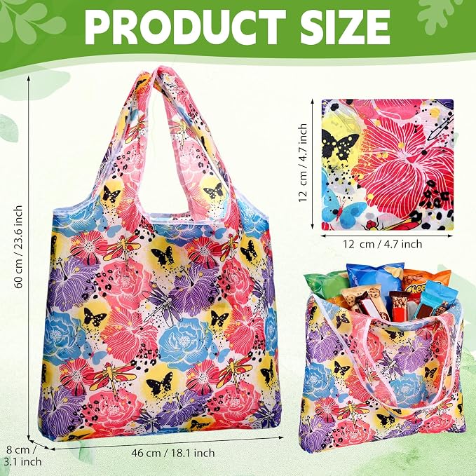 Tanlade Reusable Shopping Foldable Grocery Bags Bulk Large Tote Bags with Handle for Kitchen Supermarket Washable 50 Patterns - Image 3