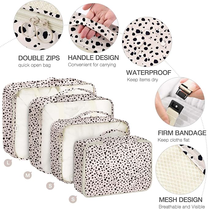 8 Set Packing Cubes for Suitcases, Packing Cube with Shoe, Cosmetics, Clothing, and Accessories Bags Packing Cubes for Travel Luggage Organizer(Leopard) - Image 7