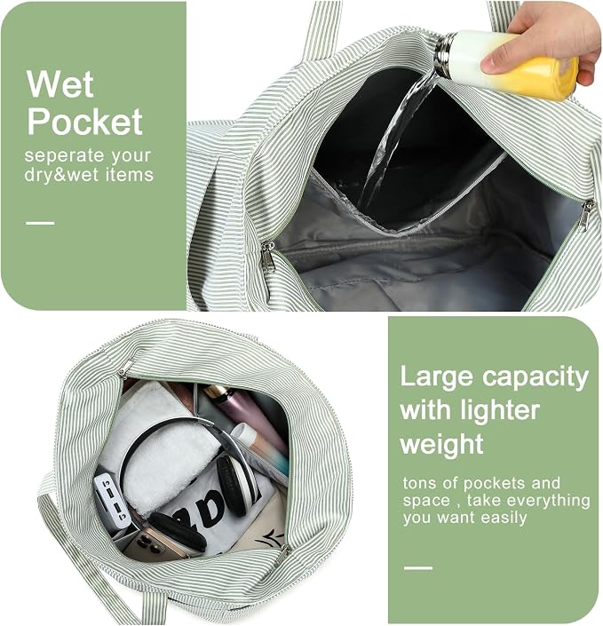 Bluboon Beach Bags for Women, Large Waterproof Tote Bag With Wet Compartment for Pool Weekender Travel Gym - Image 5