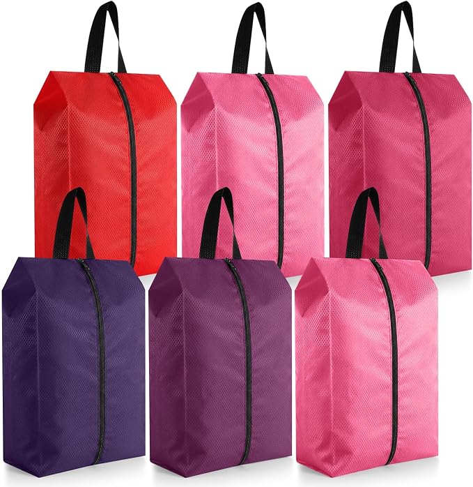 6 Pcs Travel Shoe Bags with Zipper Nylon Portable Waterproof Suitcase Shoe Organizer Packing for Golf(L,Purple) by Bulyoou