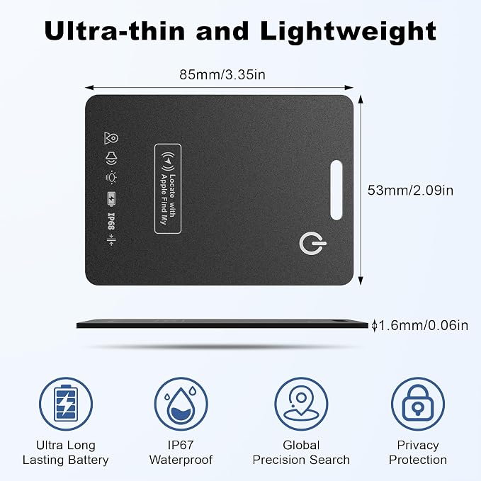 4-Pack Wallet Tracker Cards, Works with Apple Find My | 1.6mm thin, Qi rechargeable, 5-month battery, IP68 waterproof, Left-Behind Alerts, iPhone & iPad compatible - Image 5