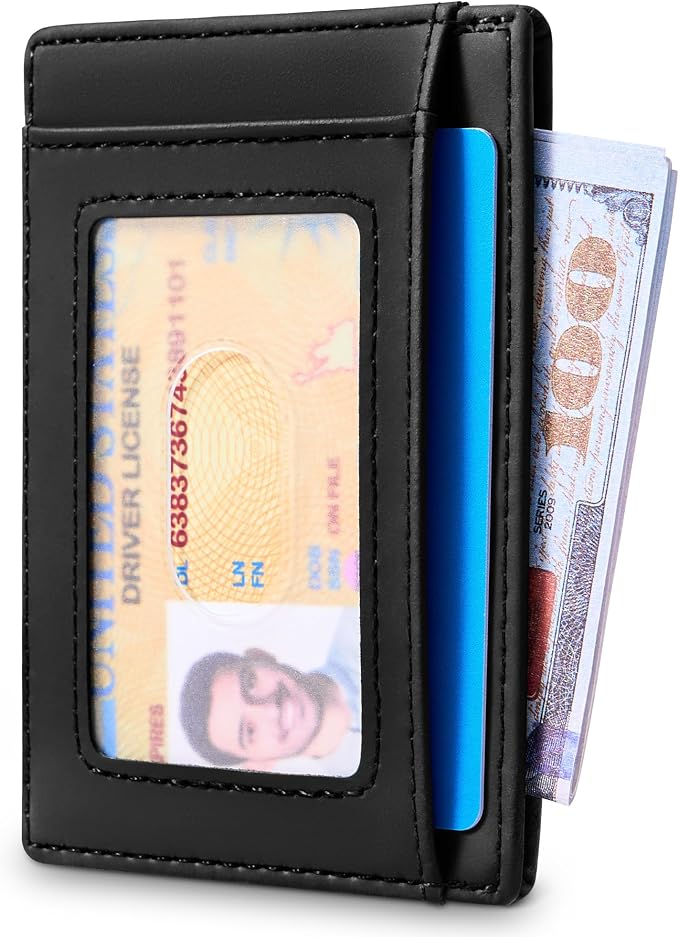 Travelambo Slim Wallet Front Pocket Minimalist Leather RFID Blocking Medium Size - Image 2