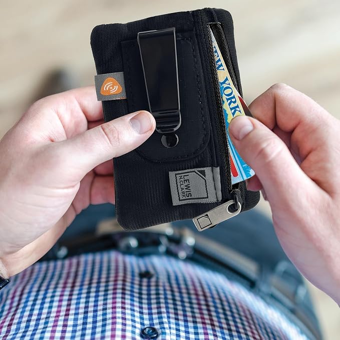 Lewis N. Clark RFID-Blocking Hidden Clip Stash Travel Belt Wallet, Black, One Size - Image 2