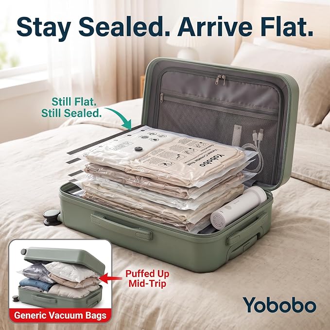 Vacuum Seal Bags for Clothing: Stay Sealed During Travel | Double Zip Seal One-Way Valve - 9-Pack Large Reusable Travel Vacuum Bags with Electric Pump - Strong Suction Air Out in 15s - Image 2