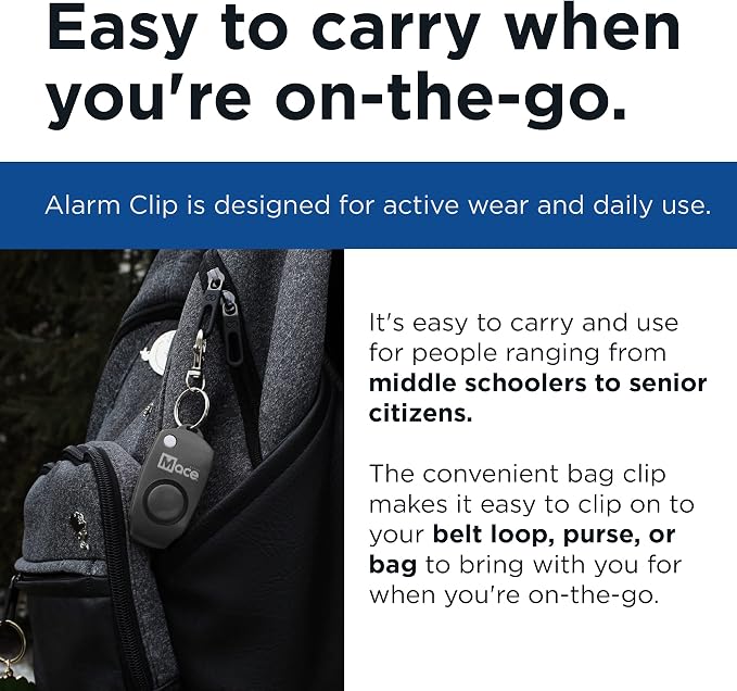 Mace Brand Personal Alarm with Bag or Key Ring Clip, Portable Alarm for Self-Defense that Emits Powerful 130dB, Available in Black, Pink, Blue, Green, Orange, Red, or Yellow - Image 3